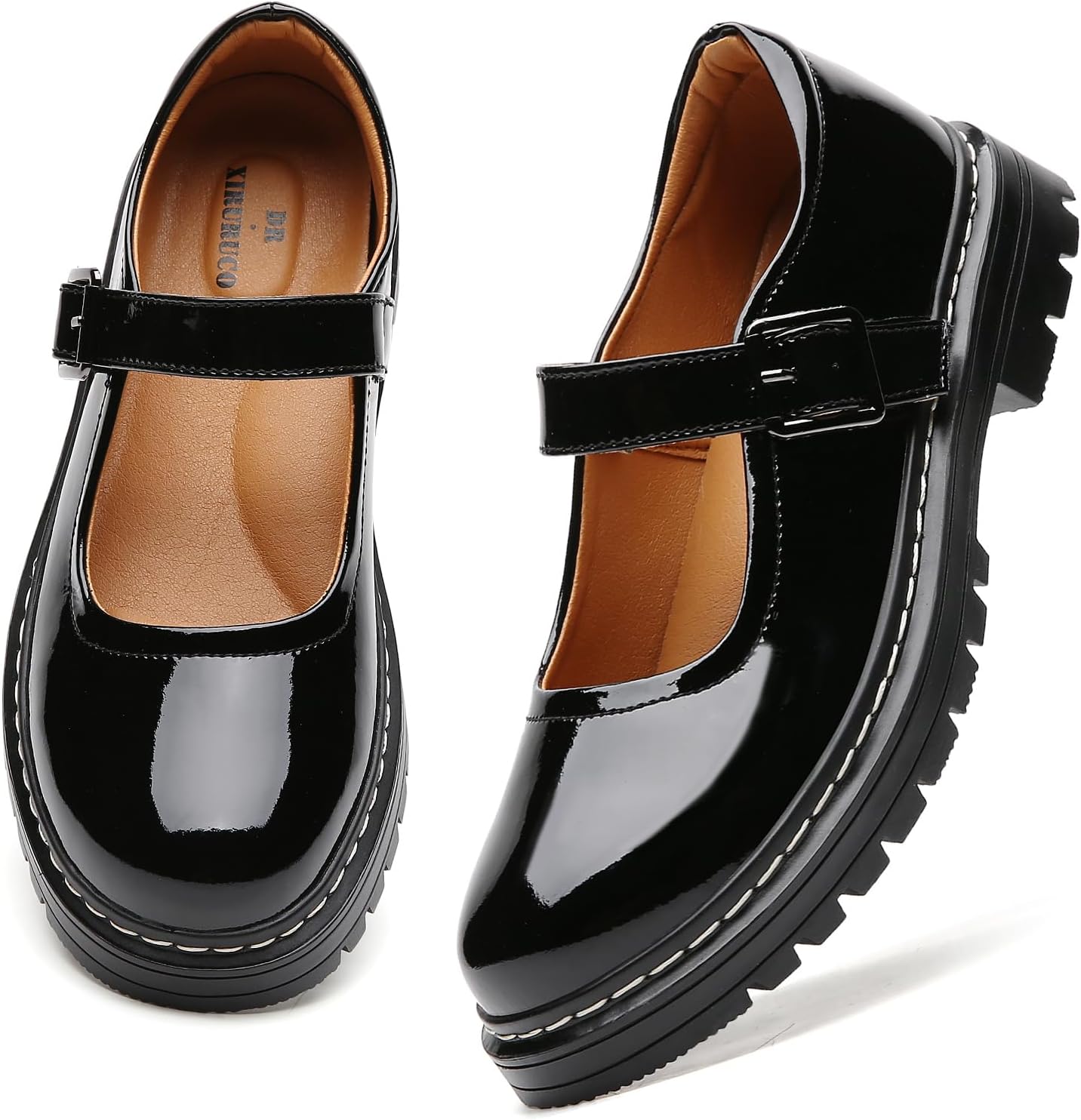 Mary Jane Shoes Women Platform Non-Slip Classics Round Toe Ankle Strap Comfort Casual Oxford Dress Work Mary Jane Flat Shoes - Image 4