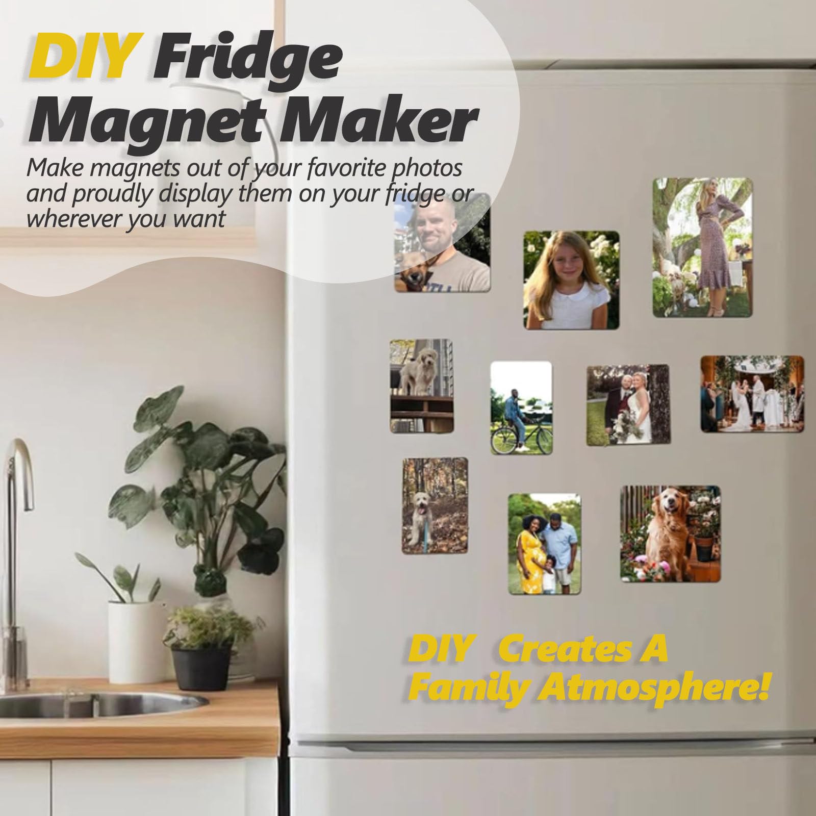 Máquina para fabricar imanes de refrigerador cuadrados de 50 x 50 mm, máquina para fabricar insignias, máquina de prensado de imanes fotográficos, kit de imanes para refrigerador con 100 botones