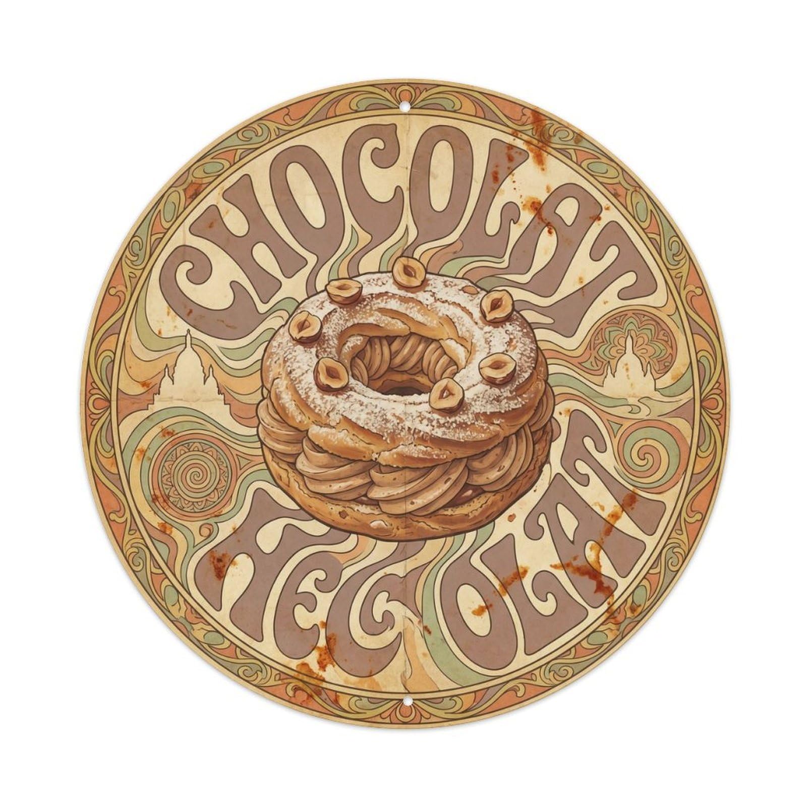 French Chocolate Food Culture Candy Shop Psychedelic Metal Tin Sign