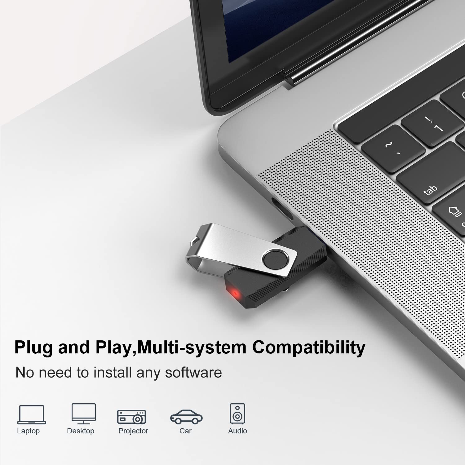 KEXIN Chiavetta USB 8GB 20 Pezzi Pennetta Girevole Chiavette USB 2.0 Unità Memoria Flash per Archiviazione Dati con Luce LED Nero