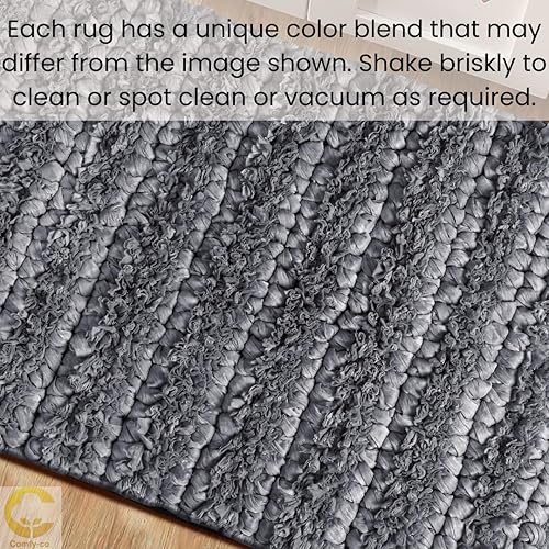 Miniatura 7 de Comfy-co Alfombra de área de granja  Alfombra de trapo hecha a mano  Alfombra antideslizante para dormitorio, sala de estar, cocina, dormitorio,