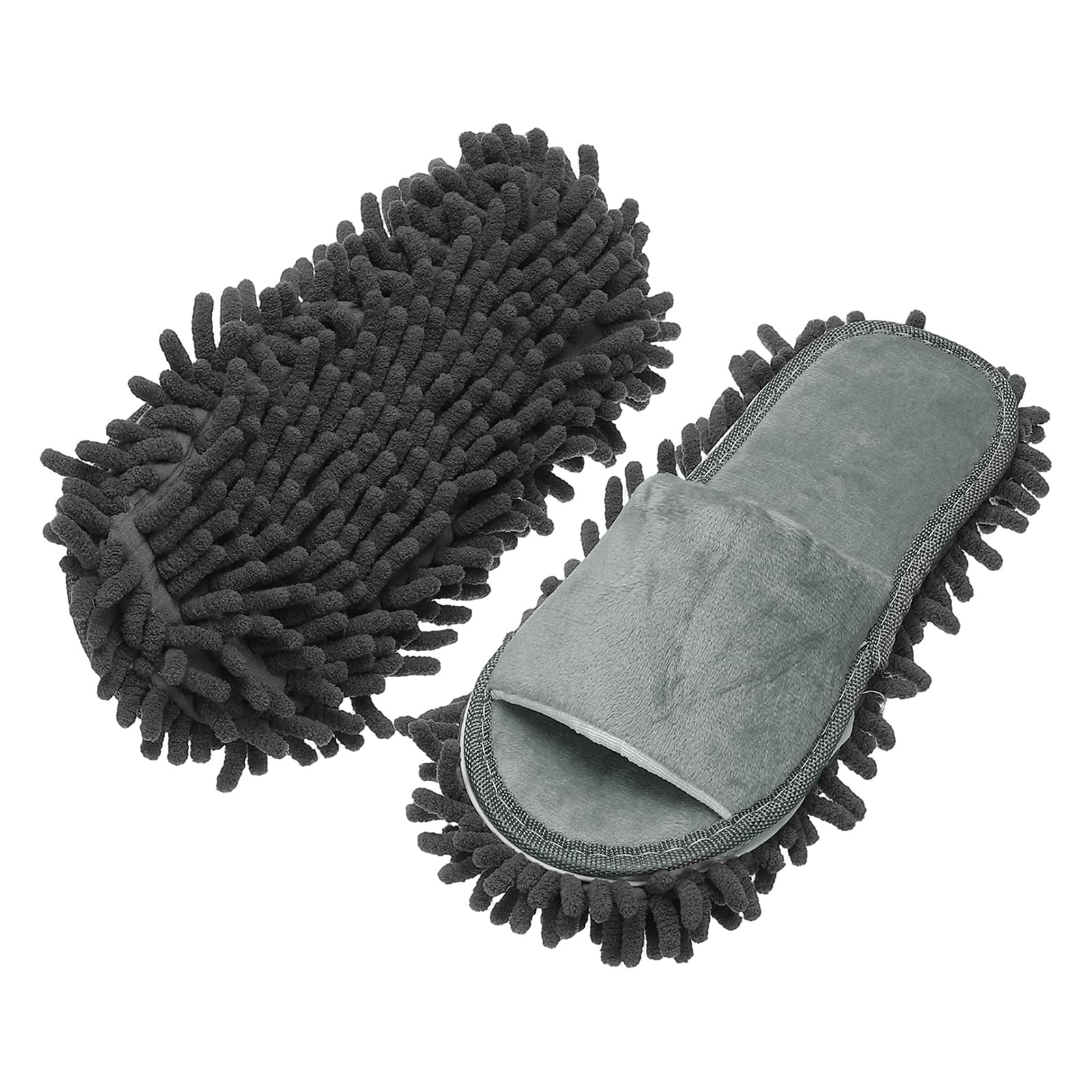 Pantoufles en microfibre chenille amovibles lavables réutilisables maison gris M - 8