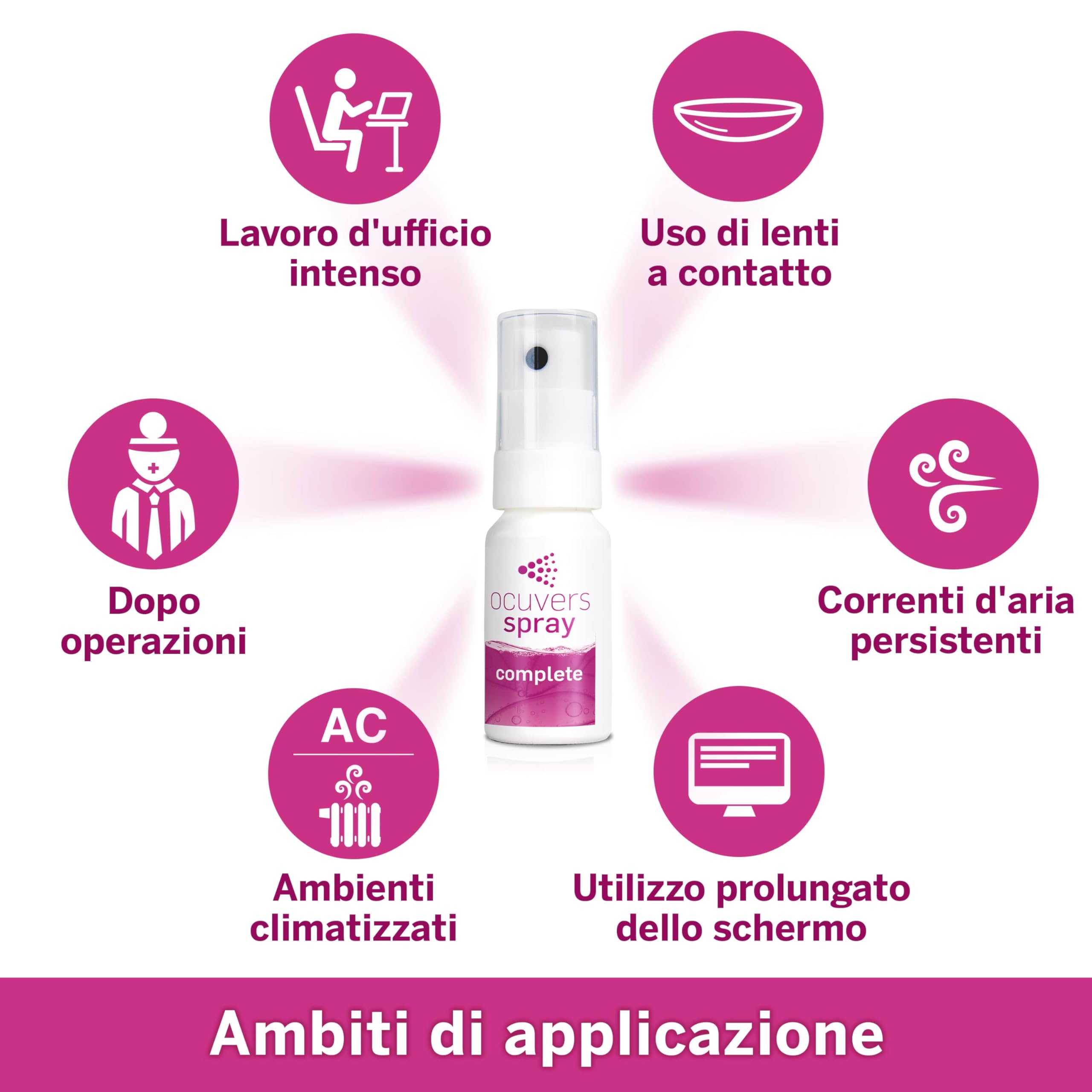 Ocuvers Complete spray oculare con 0,3% di acido ialuronico, liposomi, aloe vera, vitamina B5 e vitamina E – Spray per occhi secchi – L’alternativa alle gocce oculari, 10 ml