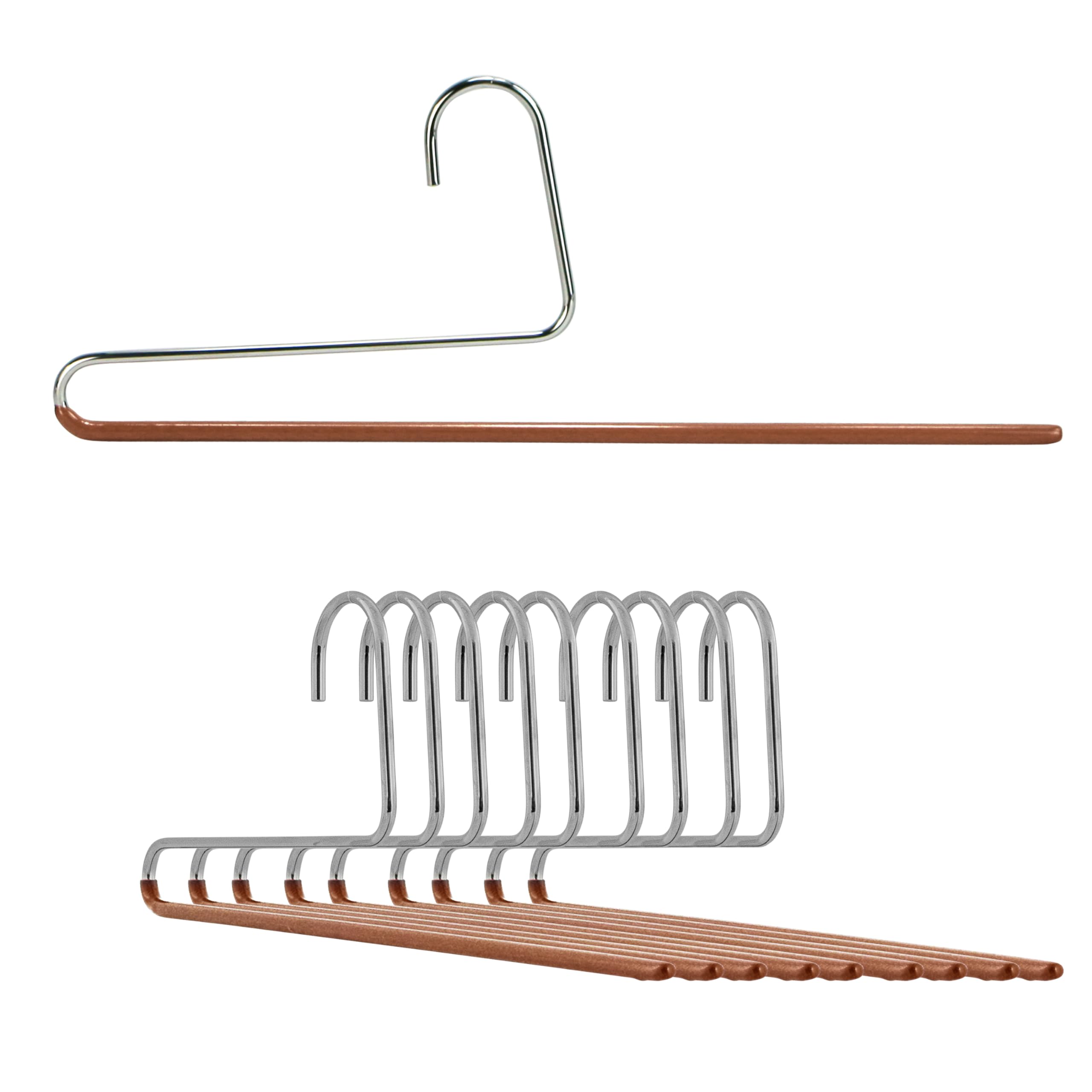 Mawa Copper By Reston Lloyd Non-Slip Space Saving Clothes Hanger With Single Rod For Pants, Style Kh35u, ,Set Of 10