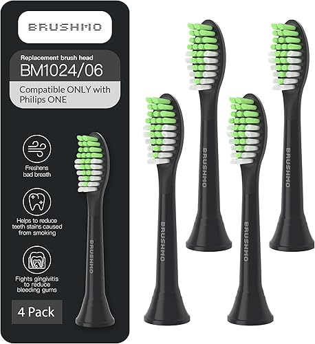 Brushmo Cabezales de cepillo de dientes de repuesto compatibles con Philips Sonicare One Toothbrush, para HY120006 Shadow Black BH102206 Cabezal de