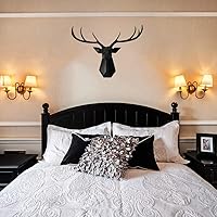 Vista 4 de Arte de pared de cabeza de animal de taxidermia sintética, decoración del hogar, diseño geométrico de cabeza de ciervo, busto de ciervo de 8 puntos