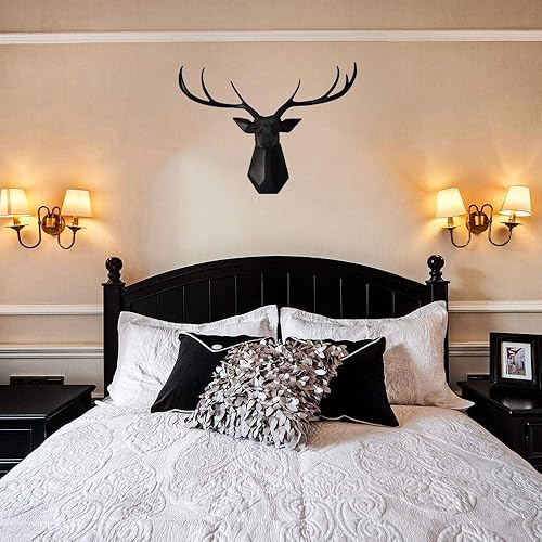 Miniatura 4 de Arte de pared de cabeza de animal de taxidermia sintética, decoración del hogar, diseño geométrico de cabeza de ciervo, busto de ciervo de 8 puntos