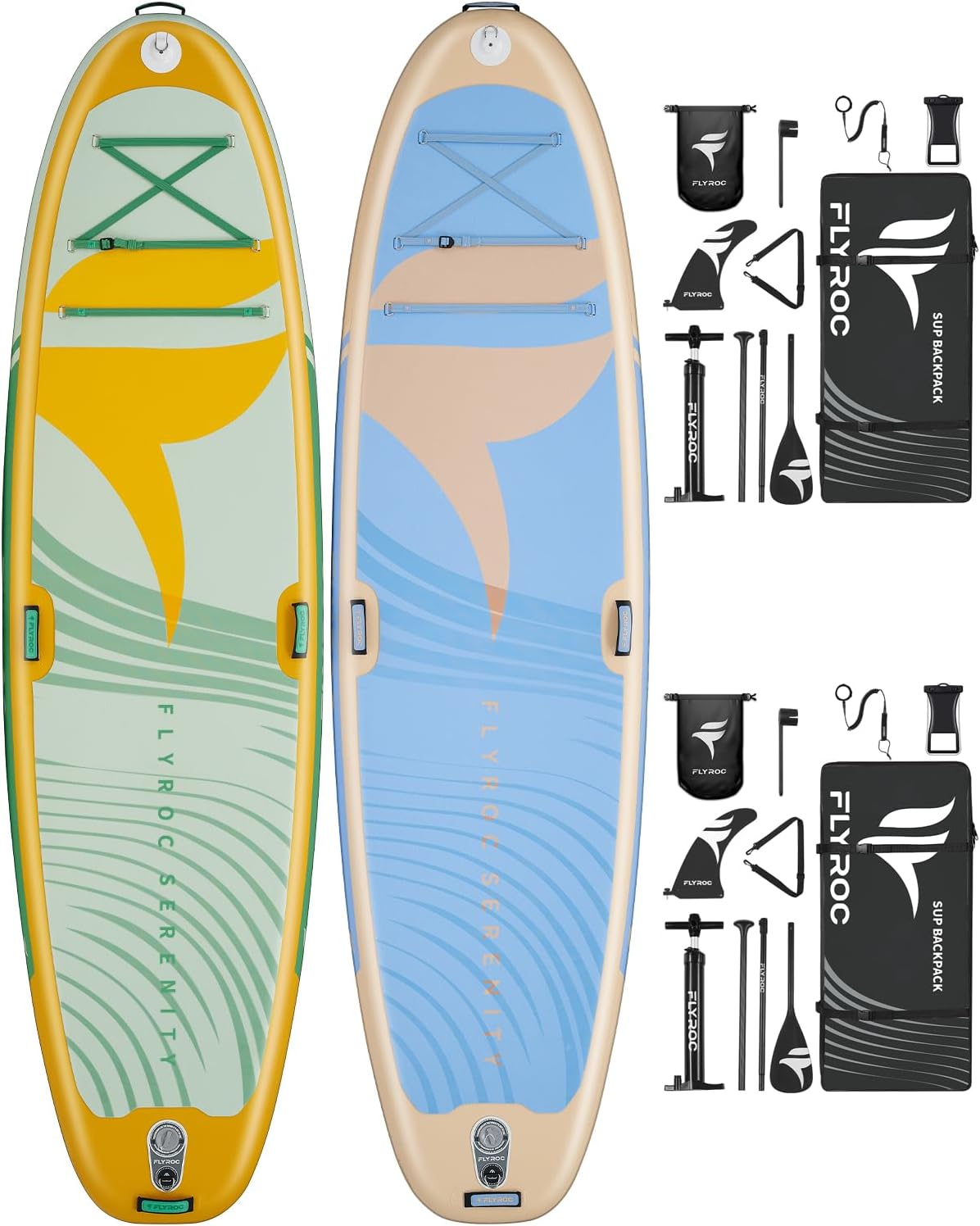 11’*35 Extra Wide Inflatable Paddle Board, Stable Paddleboard for Yoga, Stand up Paddle Board for Adults, Anti-Slip Full EVA Deck, 5 Handles, 100L Backpack, All-Round Sup Board, Removable Fin…