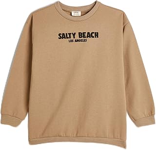 KOTON Boy's Back Printed Round Collar Brushed Interior Sweatshirt