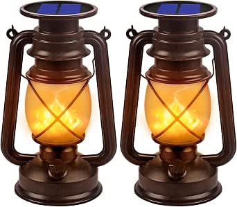 Marlrin Solar Lanterns Outdoor Waterproof 2 Pack LED Flickering Light