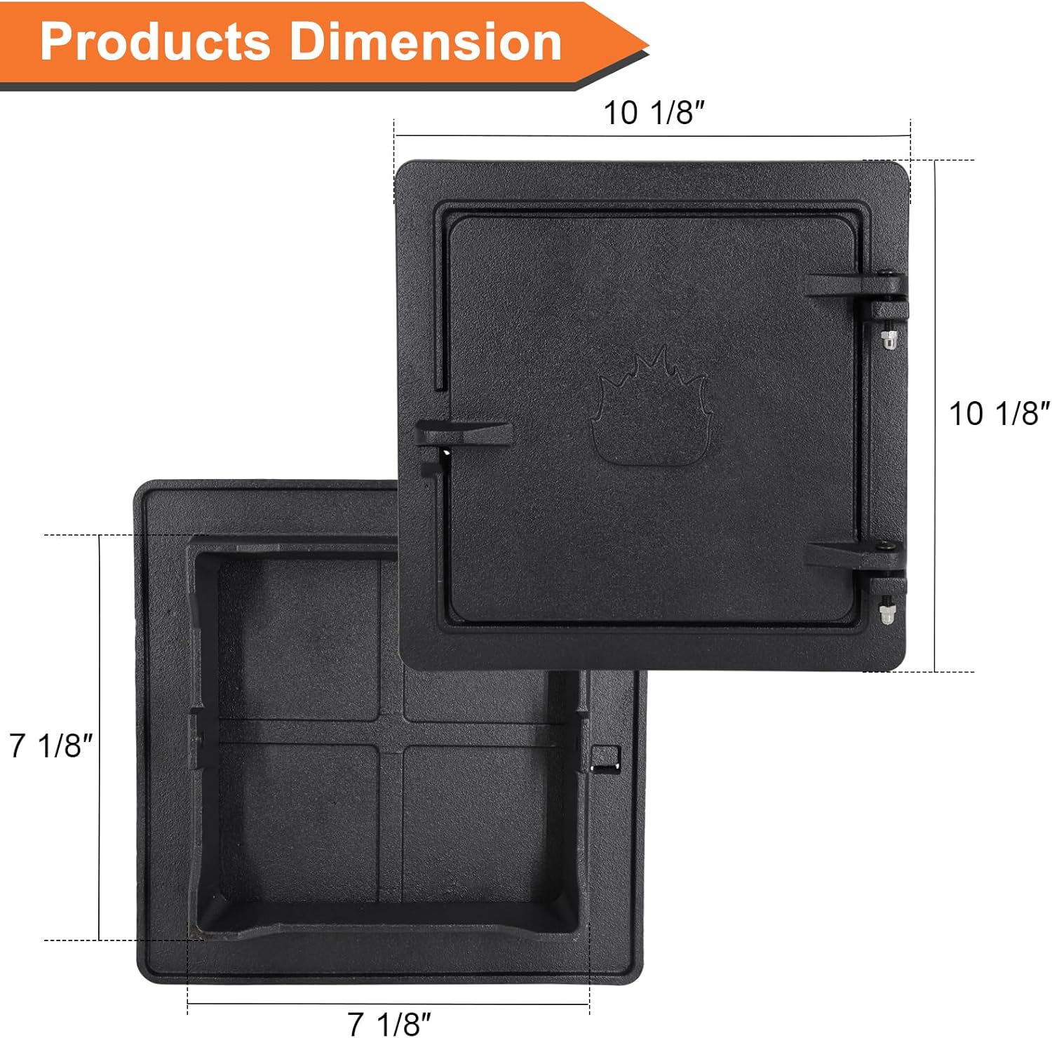 Hiorucet Cast Iron Door Fireplace Chimney Cleanout Door for Indoor Outdoor Wall Chimney, 8 by 8 Inch Fireplace Ash Dump Door, Comes with Screws for Easy Closure, Isolating Smoke and Dust