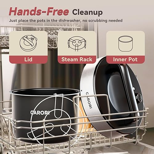 Miniatura 8 de Olla a presión eléctrica de 6 cuartos de galón, olla instantánea programable de 9 funciones con pantalla táctil IMD, arrocera, cocción lenta, vapor,