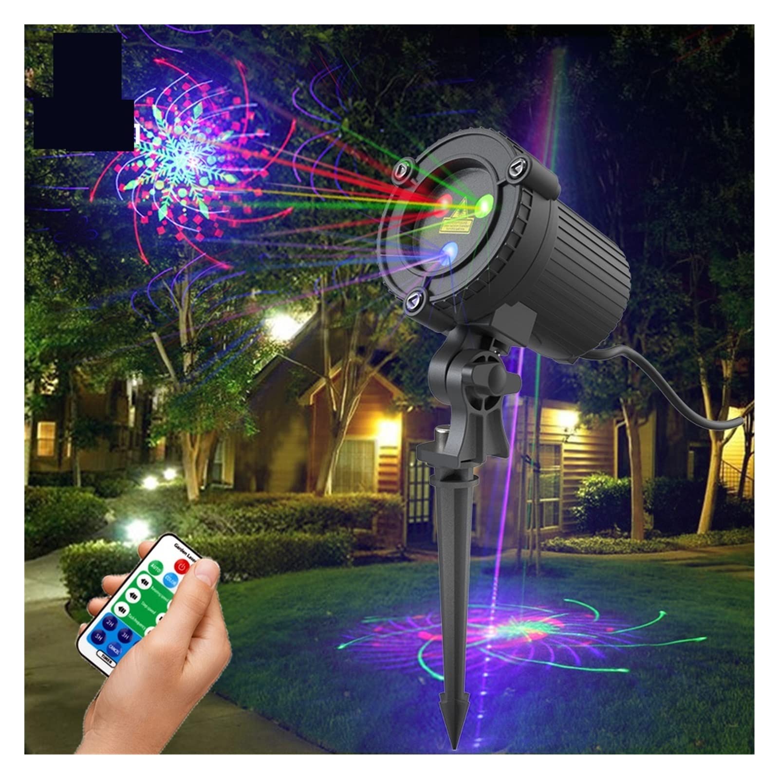 RGB 32 modelli Proiettore natalizio Luce esterna Giardino remoto Impermeabile IP65 Vacanze Natale Illuminazione doccia esterna