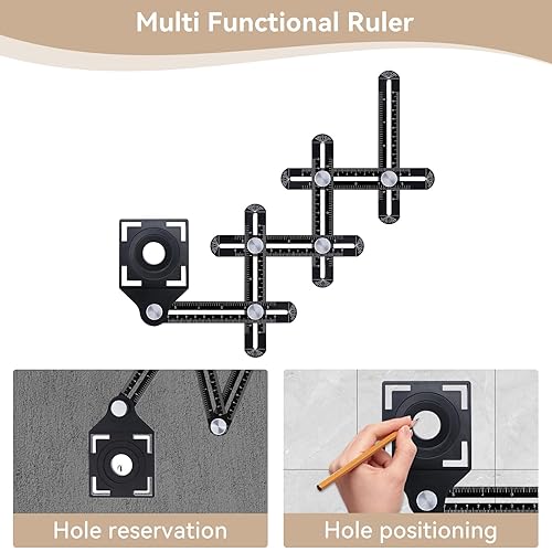 Miniatura 5 de Regla de medición de ángulo múltiple Herramienta de medición de ángulo plegable de 6 lados, aleación de aluminio, regla multifunción ajustable