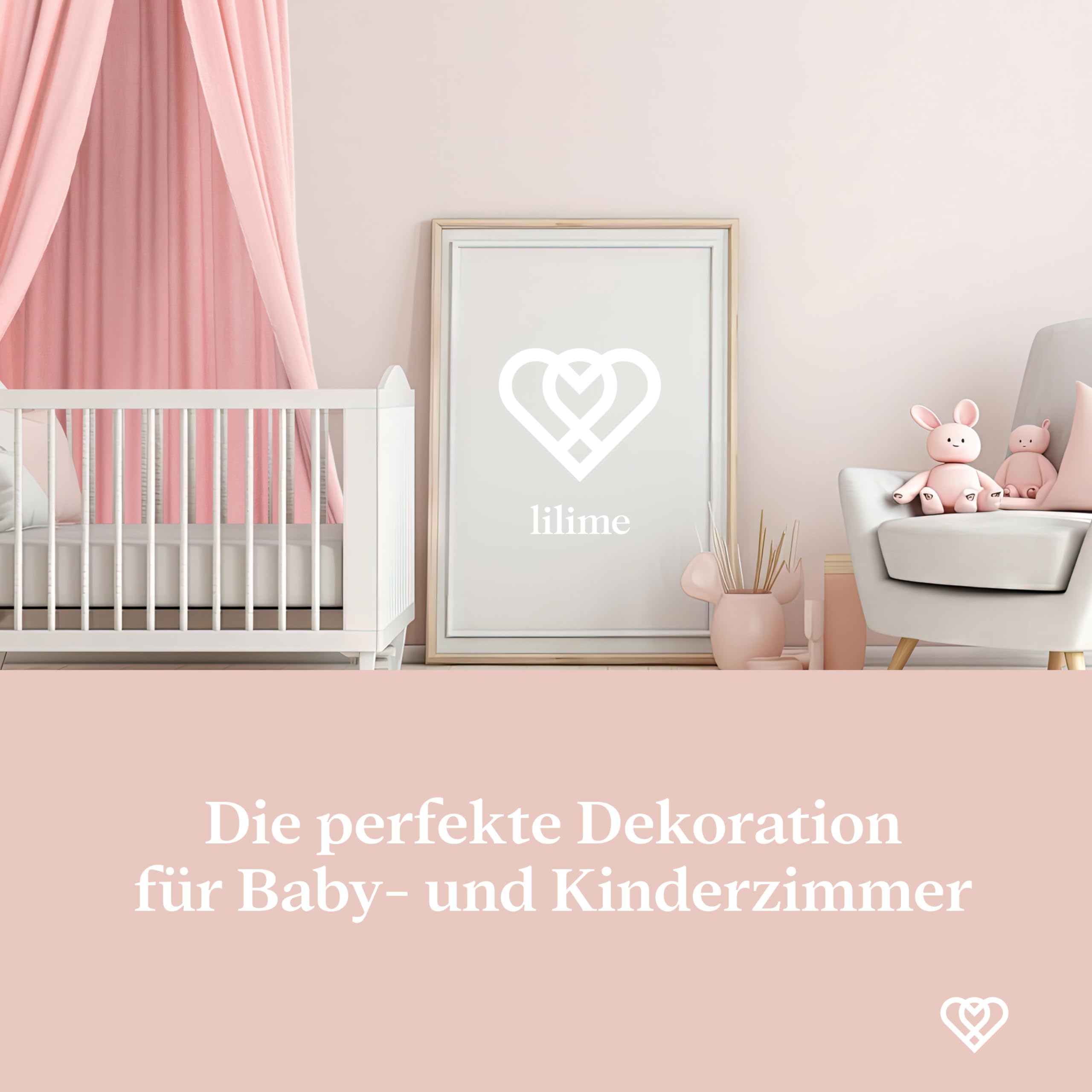 lilime® Betthimmel Baldachin aus 100% Baumwolle, ⌀50cm, Länge 240cm, Moskitonetz, Kinderzimmer, Hausbett, Kinderbett und Baby Bett - Pink