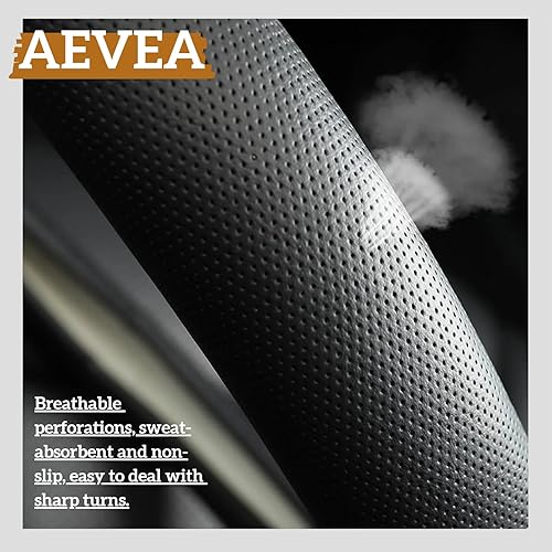 Miniatura 9 de Funda para volante de piel de vacuno, resistente al calor, antideslizante, compatible con la mayoría de marcas y modelos de automóviles y camiones