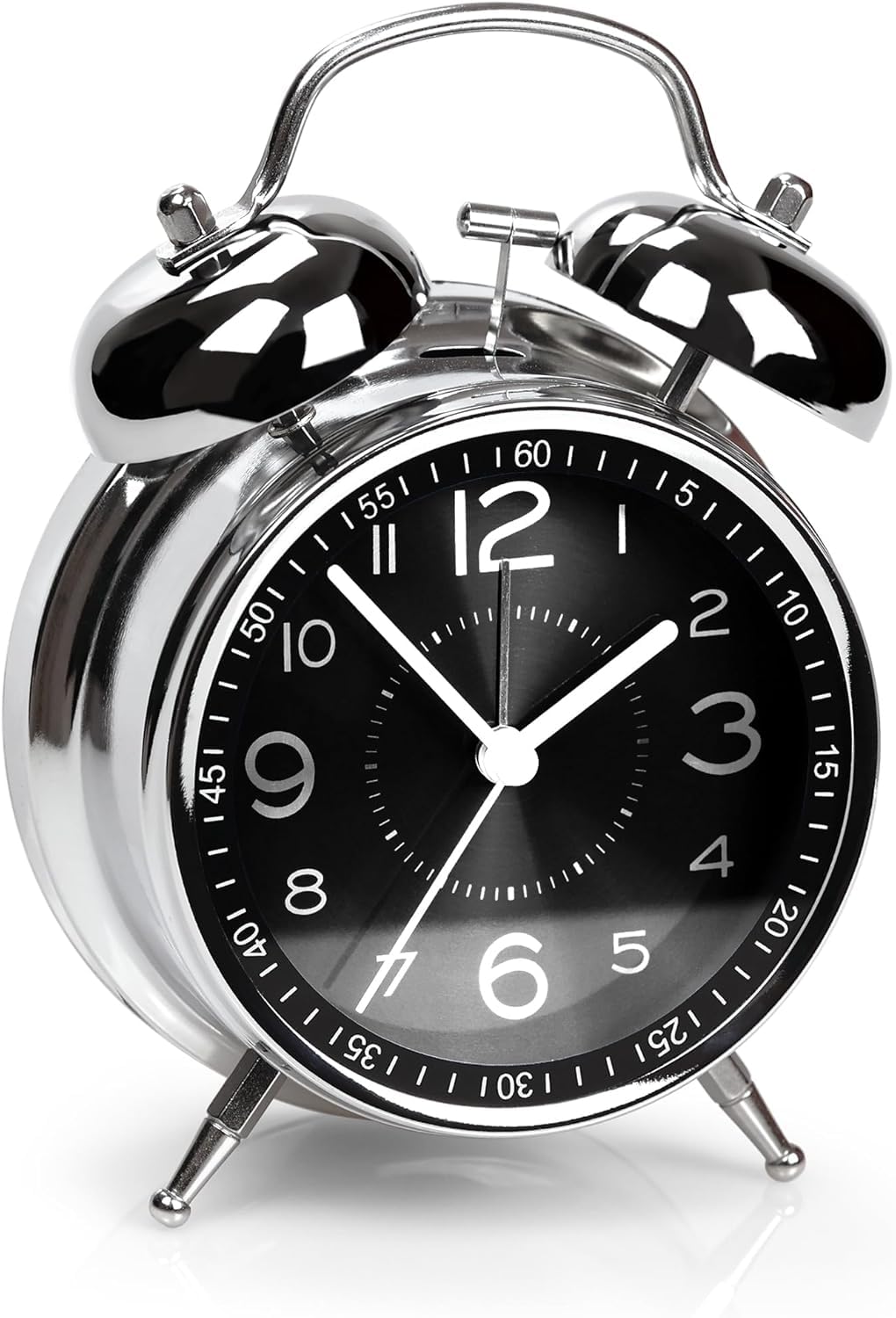 HOME SKILL Metal Twin Bell Alarm Clock with BLACK SILVER CLOCK