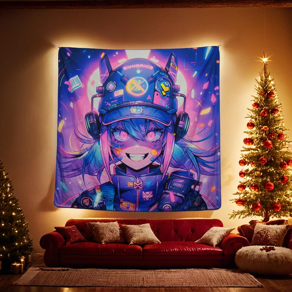 HOUHUANG Dipinti da appendere, arazzi, murales e dipinti decorativi, anime fluorescenti, cartoni animati, materiale in poliestere (150cmx 150cm) per famiglie, bar e feste all'aperto (24803)