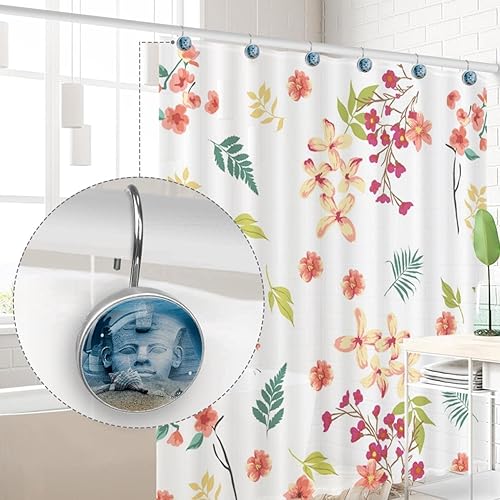 Miniatura 4 de Sphinx and Pyramids - Ganchos para cortina de ducha bajo el agua, resistentes al óxido, ganchos de ducha antideslizantes de metal para barra de