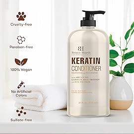 Botanic Hearth Keratin Conditioner with Argan Oil - Sulfate-Free Hair Treatment for All Hair Types, Normal, Dry or Damaged, Color Treated - 16 fl oz