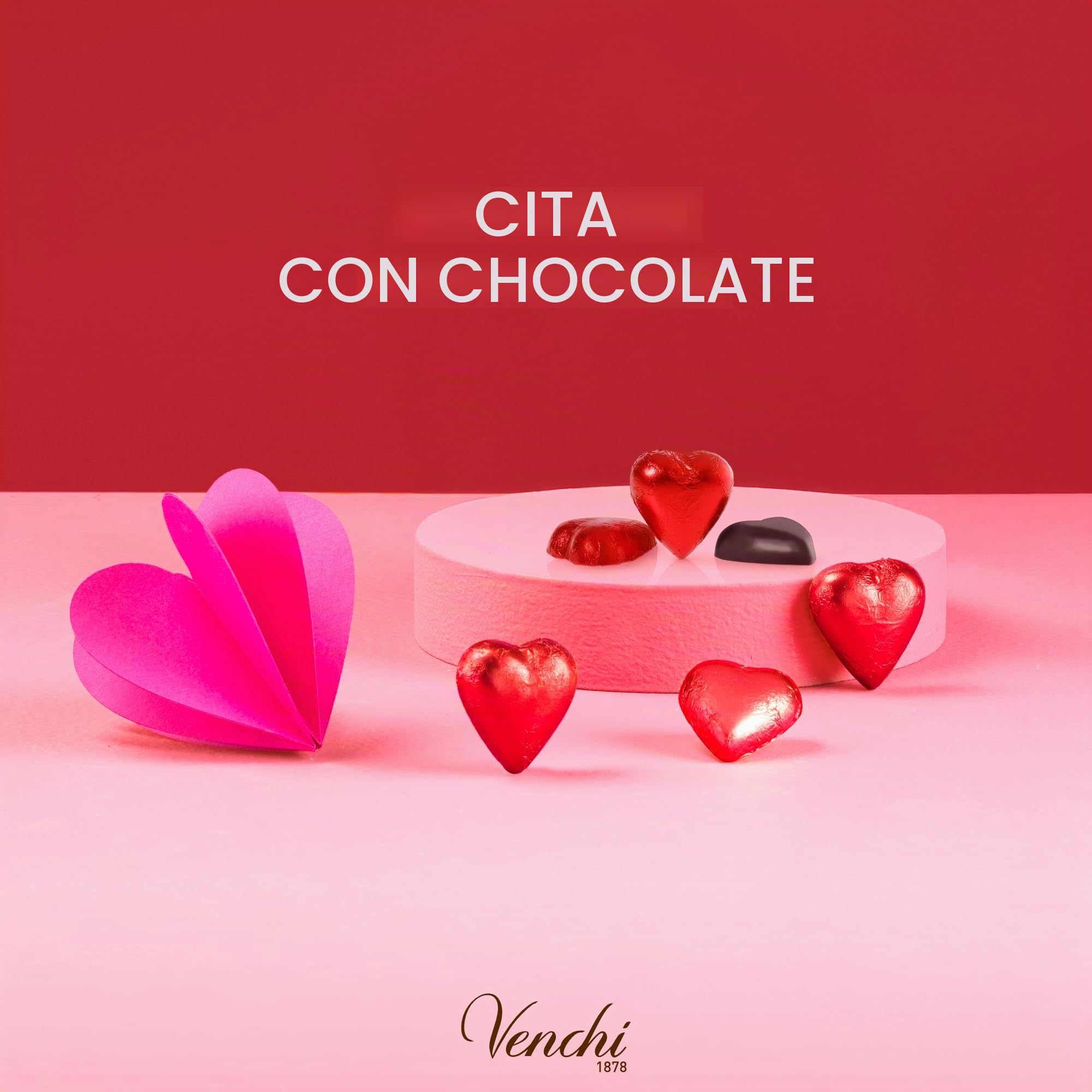 Venchi - Bombones Valentine Extra Fondant 75%, 1 kg - Bombones en forma de corazón - Sin gluten - Vegano