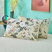 Vista 25 de WINLIFE Juego de 2 fundas de almohada 100% algodón con estampado floral de jardín (estándar 20 x 26 pulgadas, lila)