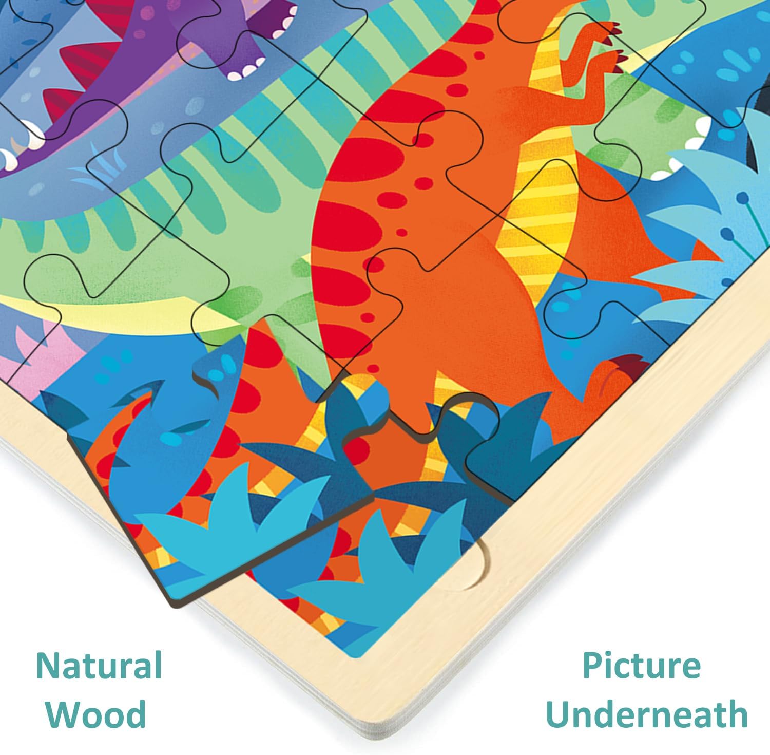 Wooden Puzzles for Kids Ages 3-5, 4 Packs 24 Piece Jigsaw Puzzles for 3 Year Old Boys Girls, Farm Urban Dinosaur Forest Animals Preschool Educational Brain Teaser Boards Toys