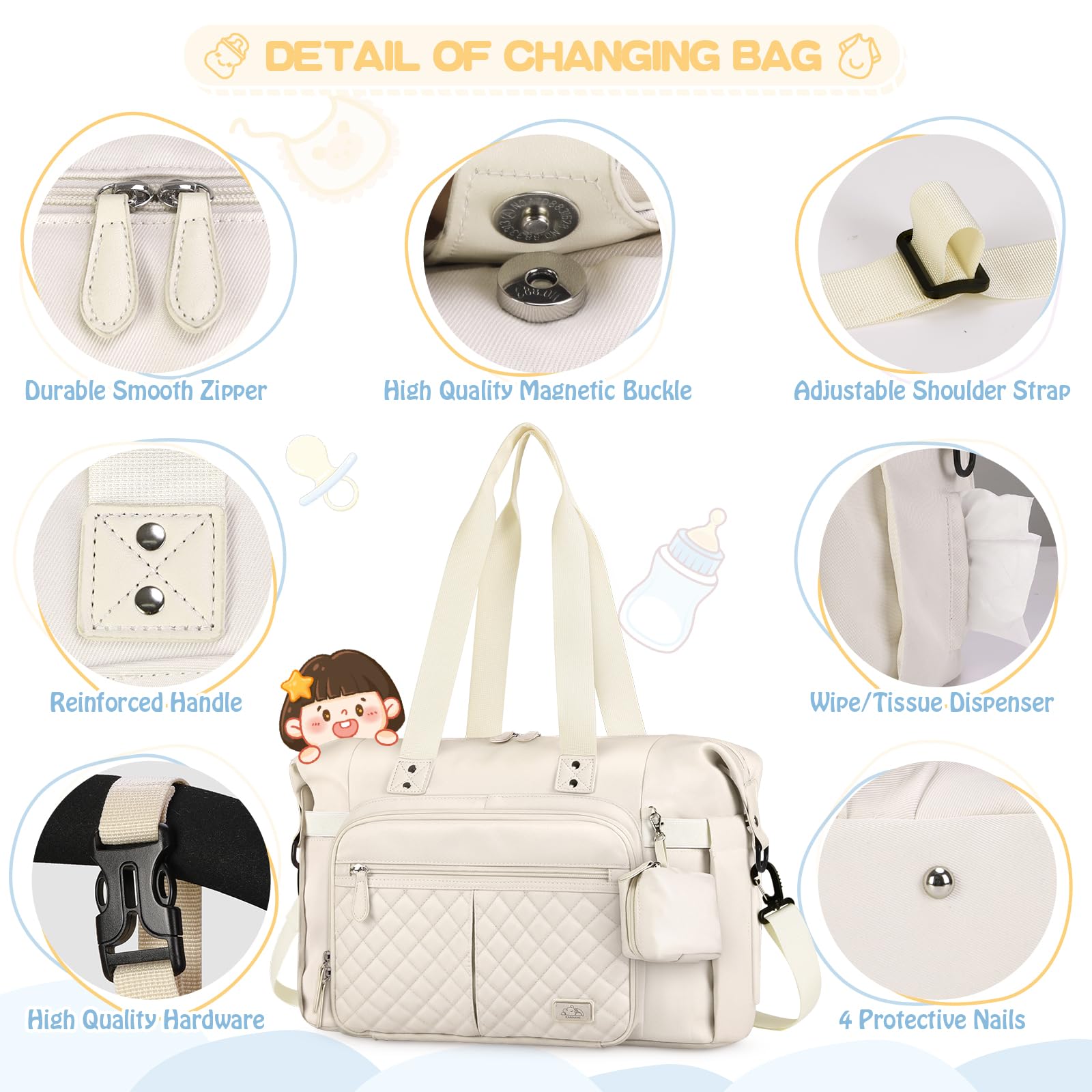 RAINSMORE Torba na pieluchy Tote Torba na pieluchy