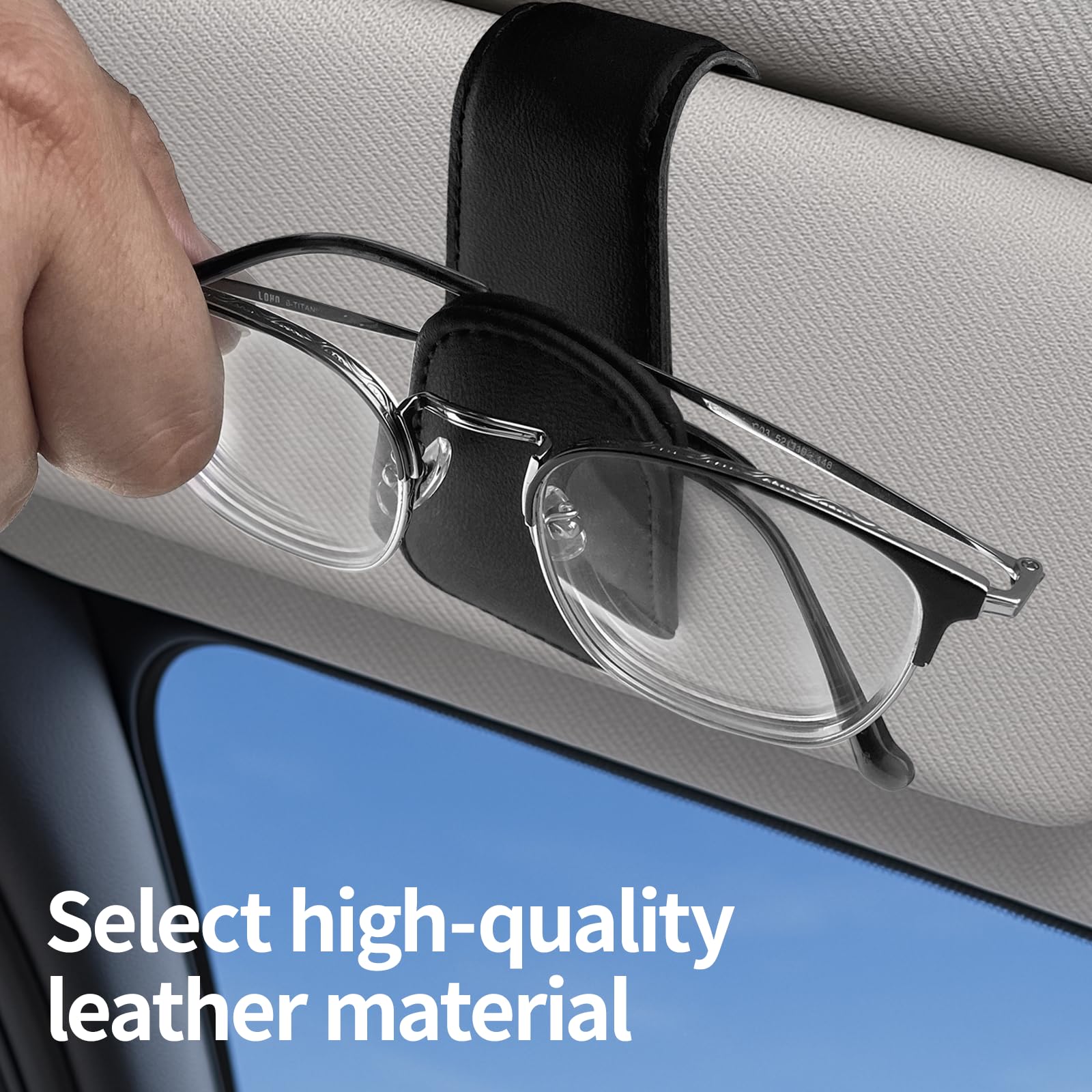 VELLUSTRA 2 Pezzi Porta Occhiali Auto Magnetico, Portaocchiali da Auto Pelle Universale, per Tutti Gli Occhiali e Clip per Visiera Auto, per Occhiali da Sole, Occhiali, Biglietti da Visita (Nero