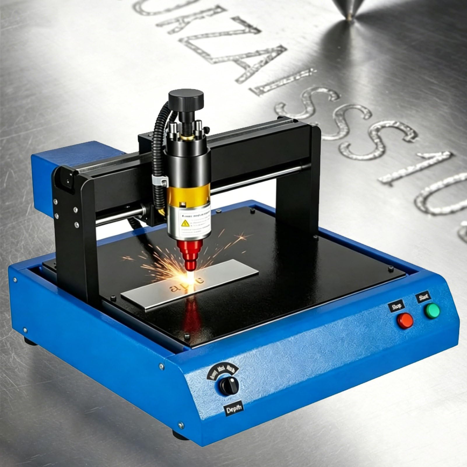 Pvxa 50mm/s Electric Metal Marking Machine, Numbers Letter Tag Nameplate Engraver, Steel Plate Engraving Machine, for Metal,Range Adjustable 300 * 200mm