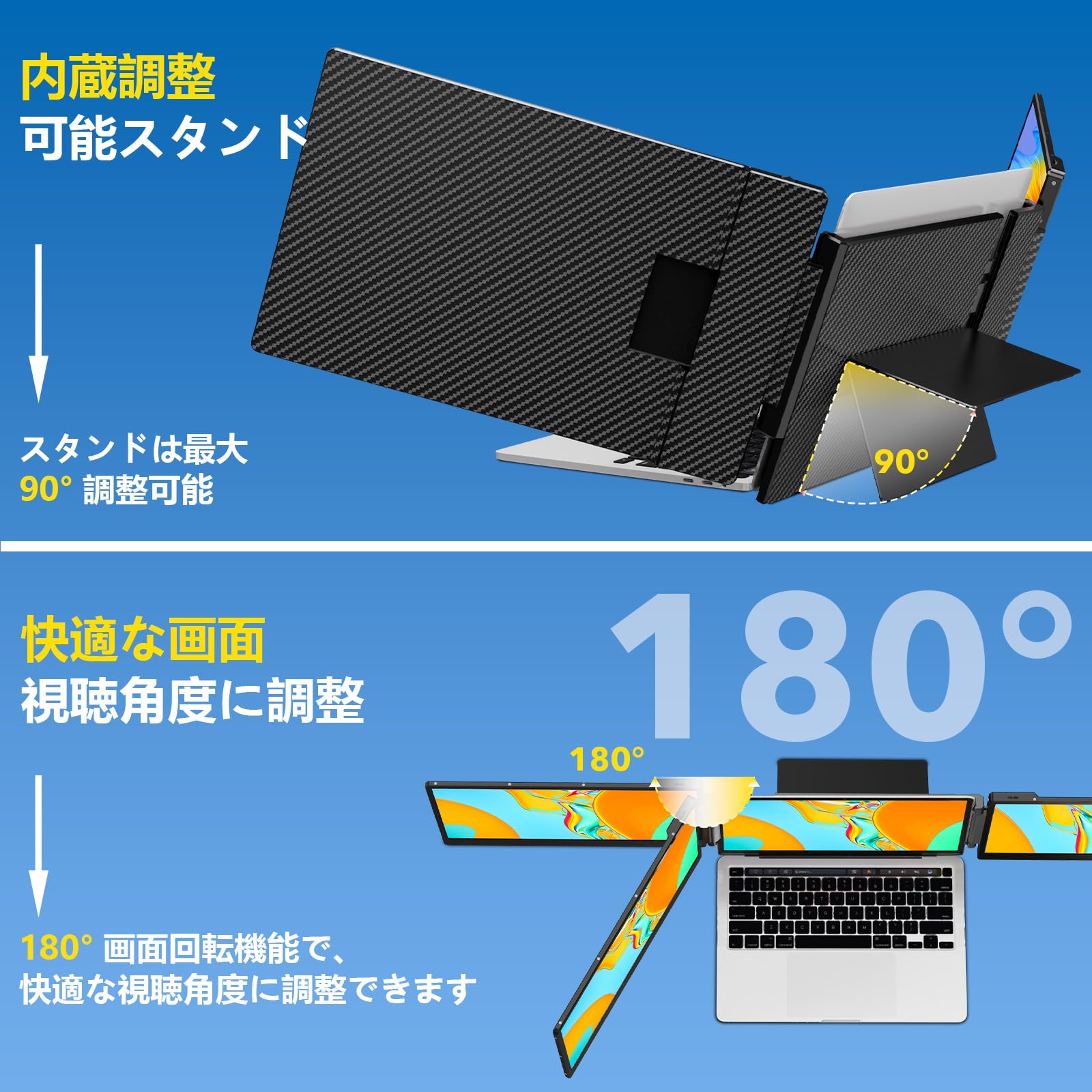 Amazon.co.jp: 14 インチ ポータブル トリプルモニター デュアル