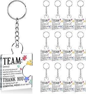 Team Appreciation Gifts Bulk for Coworker Employee Staff, Thank You Christmas Gift Set Acrylic Puzzle Piece Keychains