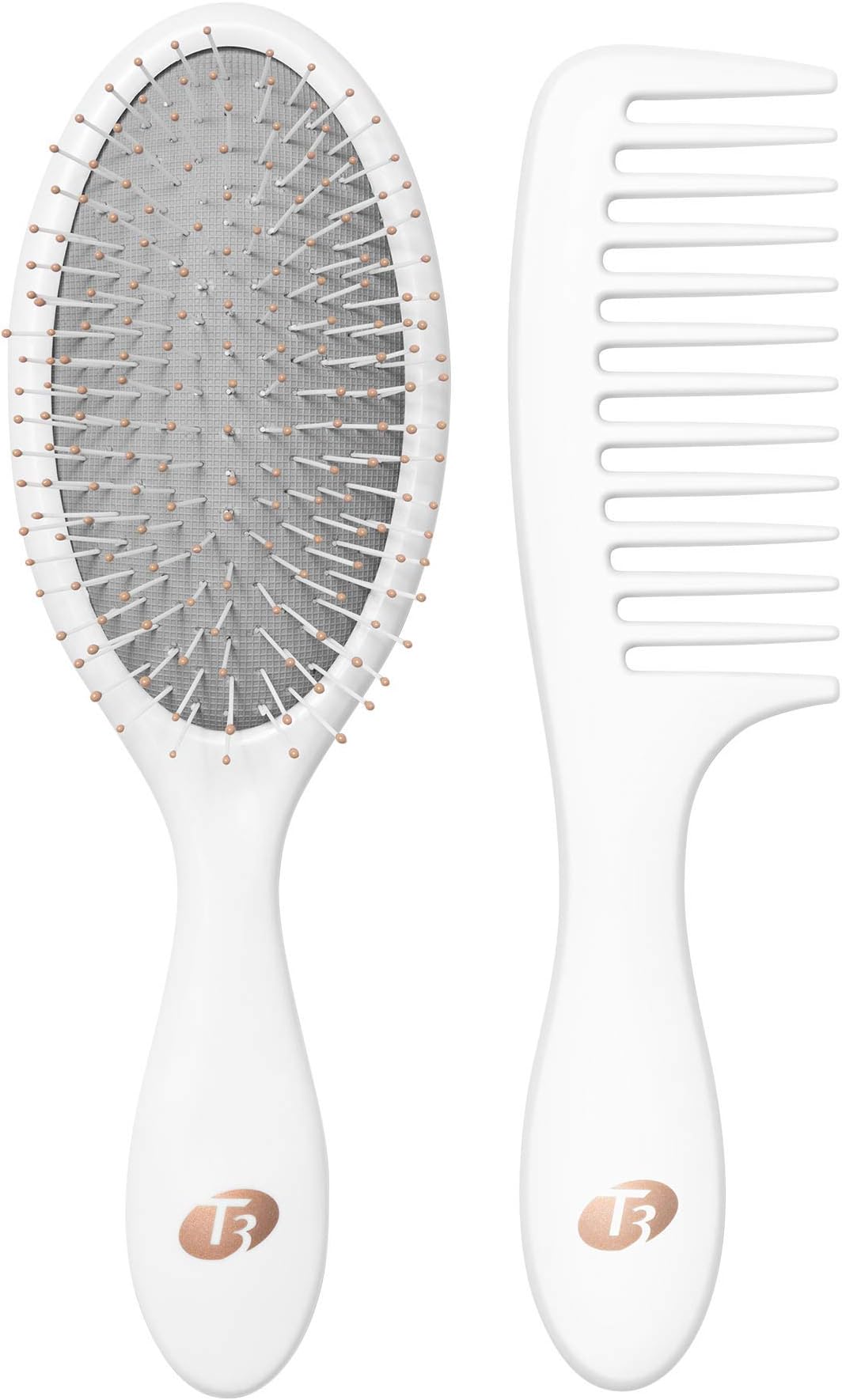 Detangle Duo Brush Set | Detangling Brush and Shower Comb Set | Comb to Disperse Liquid & Brush to Detangle Wet Hair| For All Hair Lengths and Textures, white, 1 Count (Pack of 1)