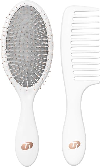 T3 Detangle Duo Brush Set | Detangling Brush and Shower Comb Set | Comb to Disperse Liquid & Brush to Detangle Wet Hair| For All Hair Lengths and Textures