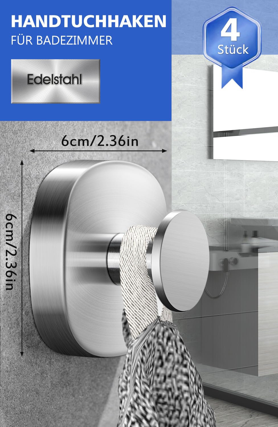 Lot De 4 Crochets à Ventouse, Porte-serviette, Sans Perçage