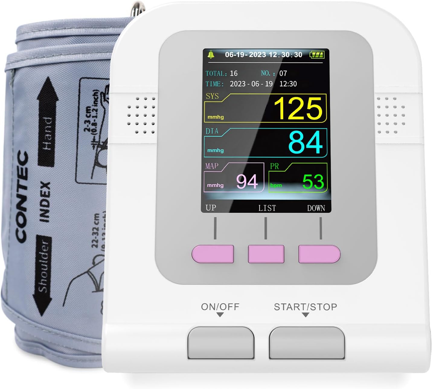 CONTEC08A Fully Automatic Digital Upper Arm Blood Pressure Monitor Adult,Child,Pediatric,Neonotal Cuffs (4 Cuffs)