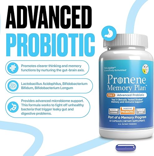 Miniatura 3 de Pronene Memory Plan Probiótico avanzado Lactobacillus acidophilus, Bifidobacterium bifidum, Bifidobacterium longum Apoya la inmunidad, microbioma,