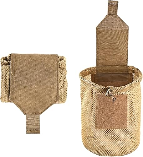 Miniatura 7 de SABADO MOLLE - Bolsa táctica de malla con cordón para montaje en cinturón, plegable, flexible, duradera, con gancho y bucle, se despliega con una