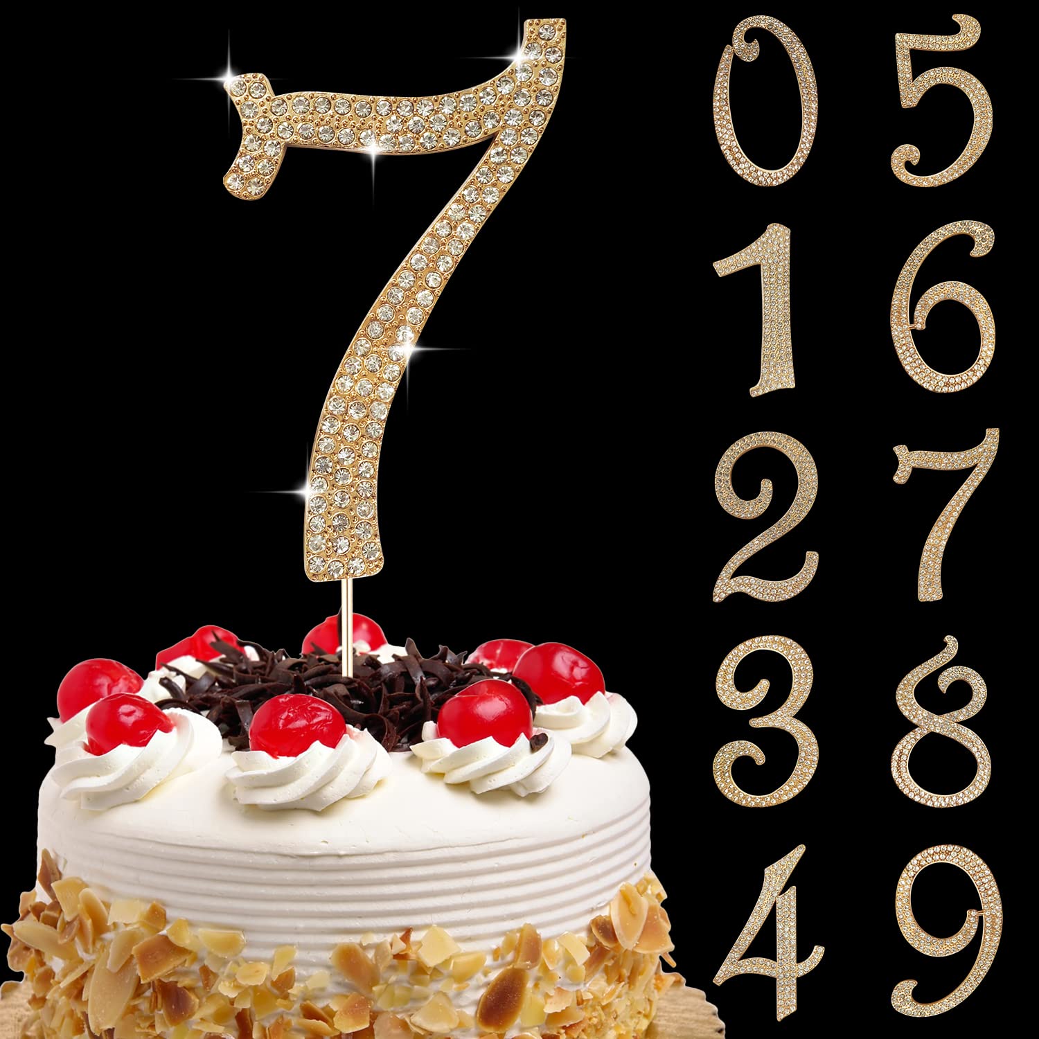 Amazon.co.jp: Becizy ケーキトッパー 大型 数字7 ゴールド キラキラ