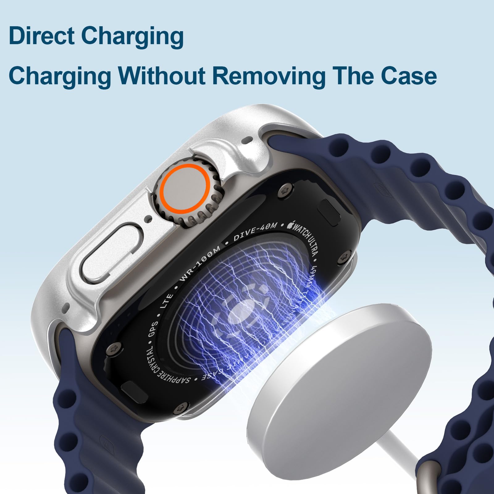 YIJDACASE Custodia impermeabile 2 in 1 per Apple Watch, protezione schermo 49 mm Ultra/Ultra 2 accessori con pellicola protettiva in vetro temperato e copertura paraurti in PC compatibile con iWatch