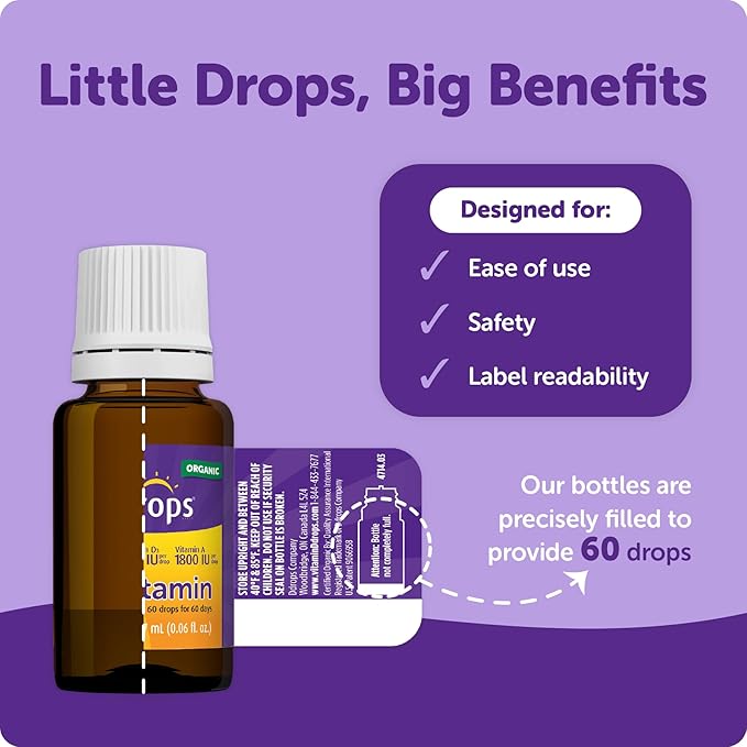 Ddrops Gotas Orgánicas de Vitaminas A y D para Niños 60 Gotas miniatura 2