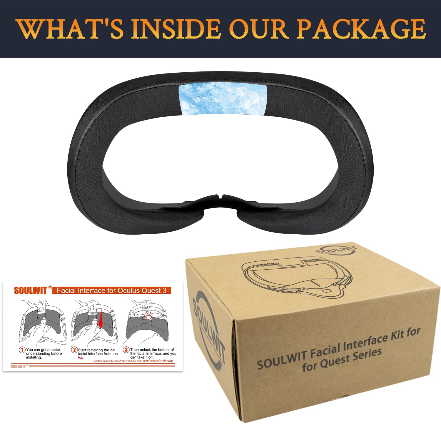 SOULWIT Gel Refrescante Almohadilla Facial Cubierta (Interfaz Facial) Recambio para Oculus Quest 3, Anti-Fugas Face Cover, Accesorios VR para Meta Quest3