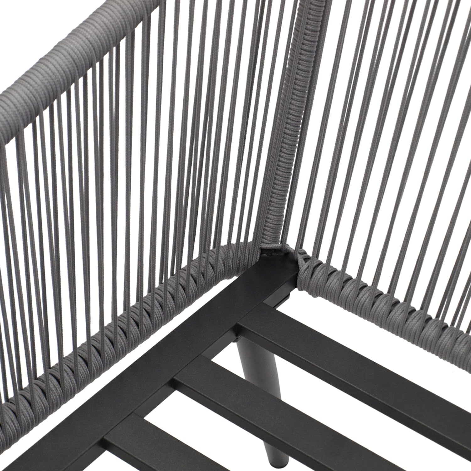 DEGAMO Gartenstuhl Riva, Aluminium wetterfest anthrazit + Rope grau, mit Kissen grau, modern, Outdoor, 2 STCK.