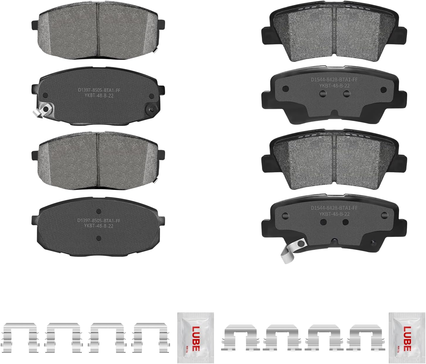 Front and Rear Ceramic Brake Pads Set with Hardware For Kia Soul 2014 2015 2016