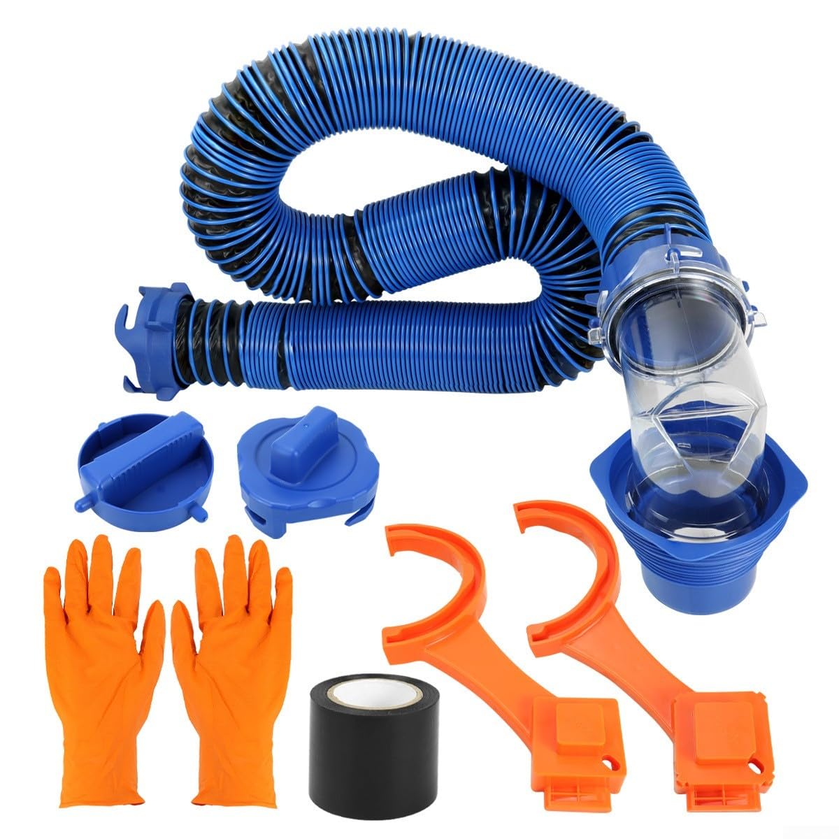 10FT für wohnmobil Abwasserschlauch Set TPE Knautschfest Komplettes Kit Mit Adapter Für Camper für wc Entsorgung Flexibel 3 Meter(10FT Sewer Pipe Kit)