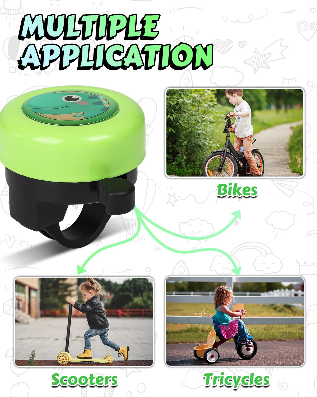 Campanello per bicicletta, monopattino Princess rosa per bambini
