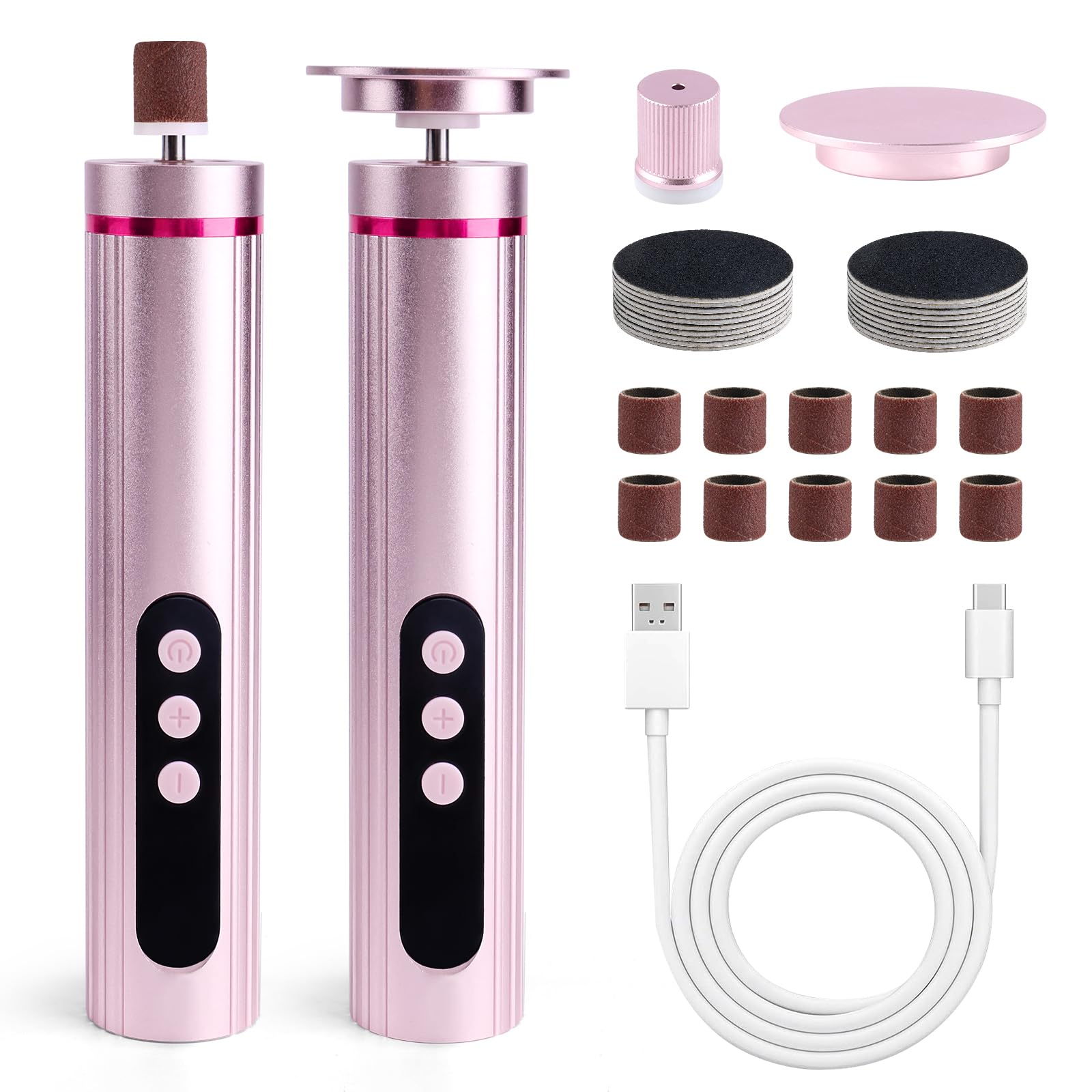 heemeei Electric Foot Callus Remover, 2-in-1 Rechargeable Electric Callus Remover for Feet with Sandpaper Discs & Grinding Heads, Adjustable 9 Speeds