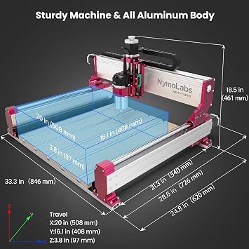 NBX-5040 CNC Router Machine + 4th Axis Rotary Module Kit + 5 Axis CNC MPG Handwheel Controller + Dust Shoe