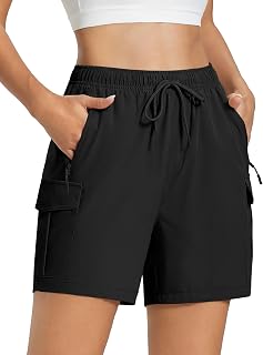 Women's 5'' Hiking Cargo Shorts UPF 50 Quick Dry Lightweight Athletic Golf Outdoor Summer with Zipper Pockets