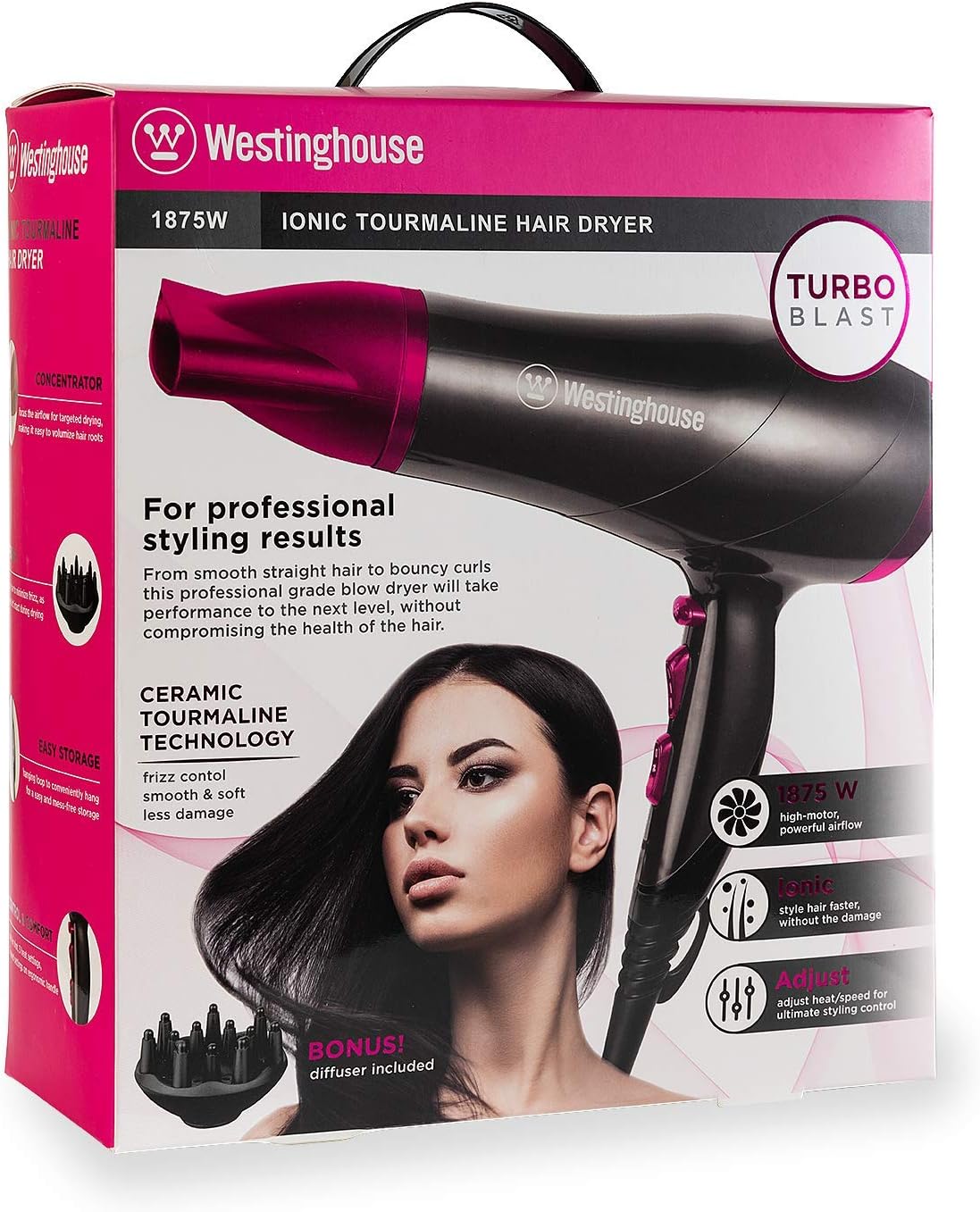 Westinghouse - Secador de pelo iónico de turmalina (1875 W) :  Amazon.com.mx: Belleza